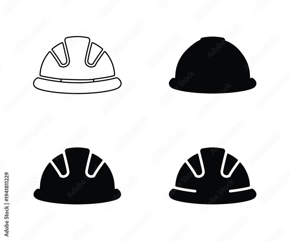 Fototapeta premium Construction safety helmet set, Hard hat protection symbol for industry, Engineering, and worker safety