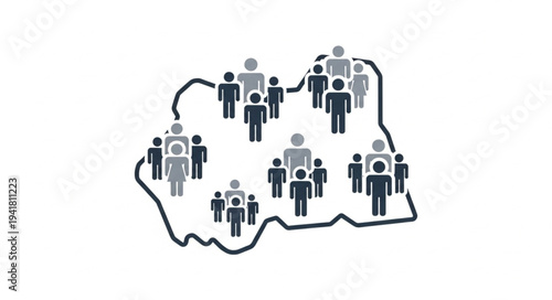 Population distribution map of a region with human figures.