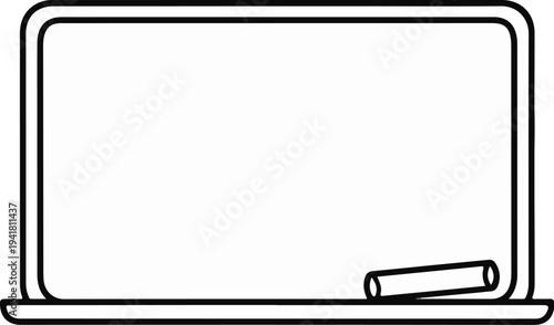 Simple black and white drawing of a chalkboard with a piece of chalk