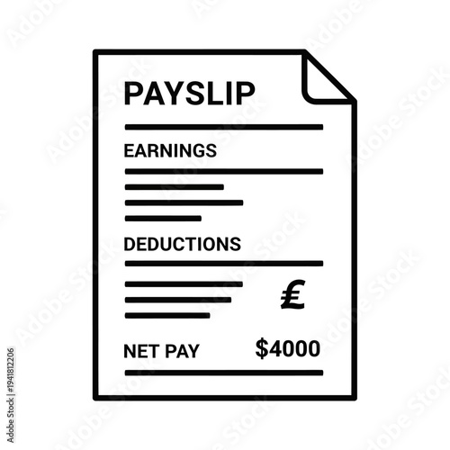 Payslip illustration showing earnings and deductions.
