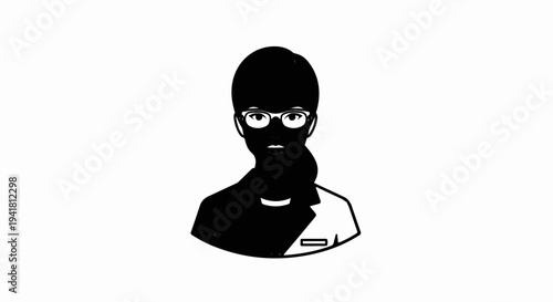 Silhouette of a woman wearing glasses and a lab coat