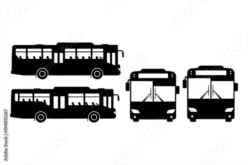 Bus Silhouettes Vector Collection