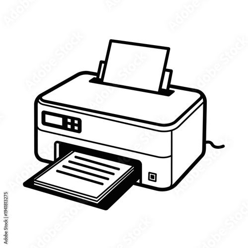 Printer Illustration - Office Equipment for Document Output.