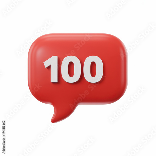 Red chat bubble with white 100