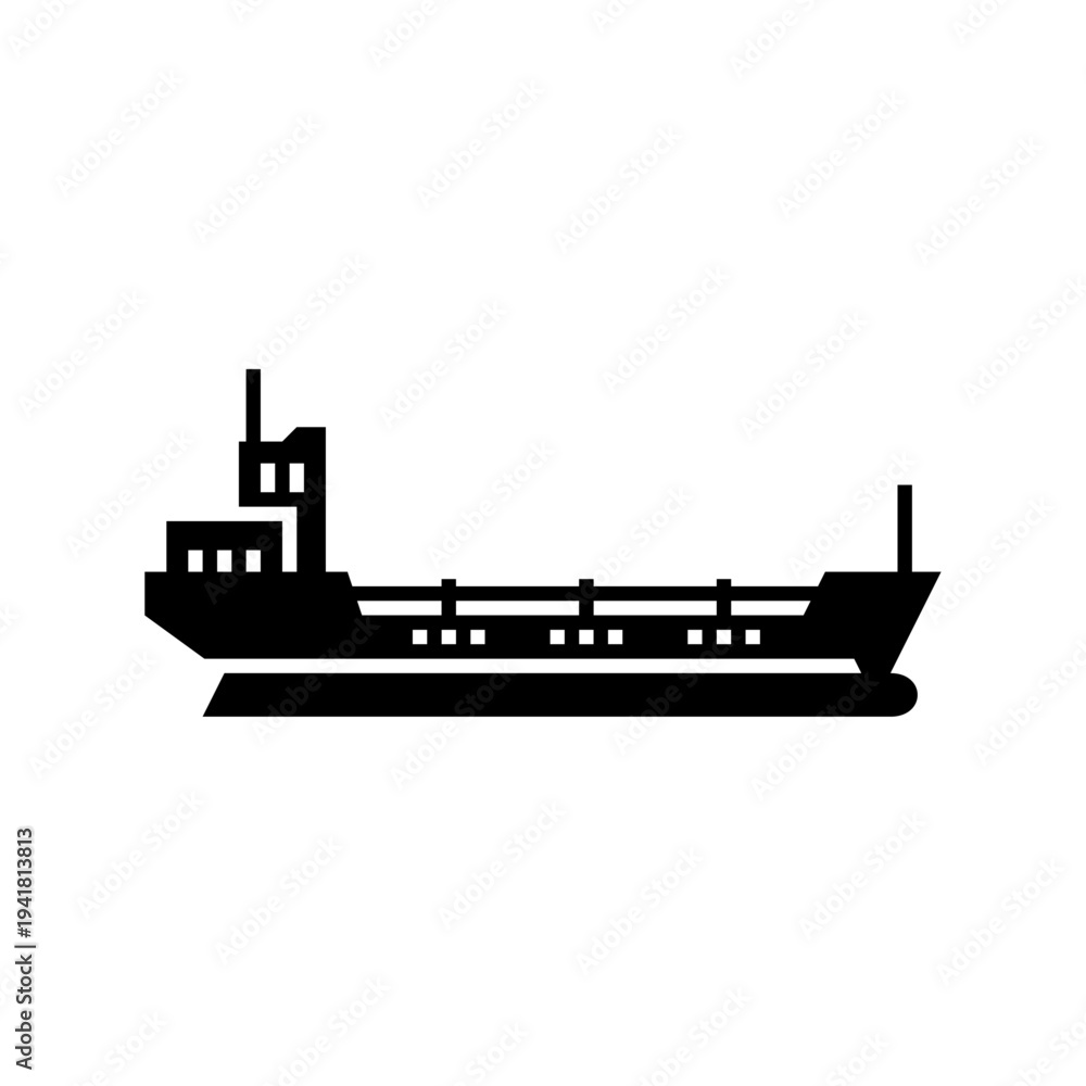 Fototapeta premium tanker ship glyph icon. Oil tanker ship solid illustration.