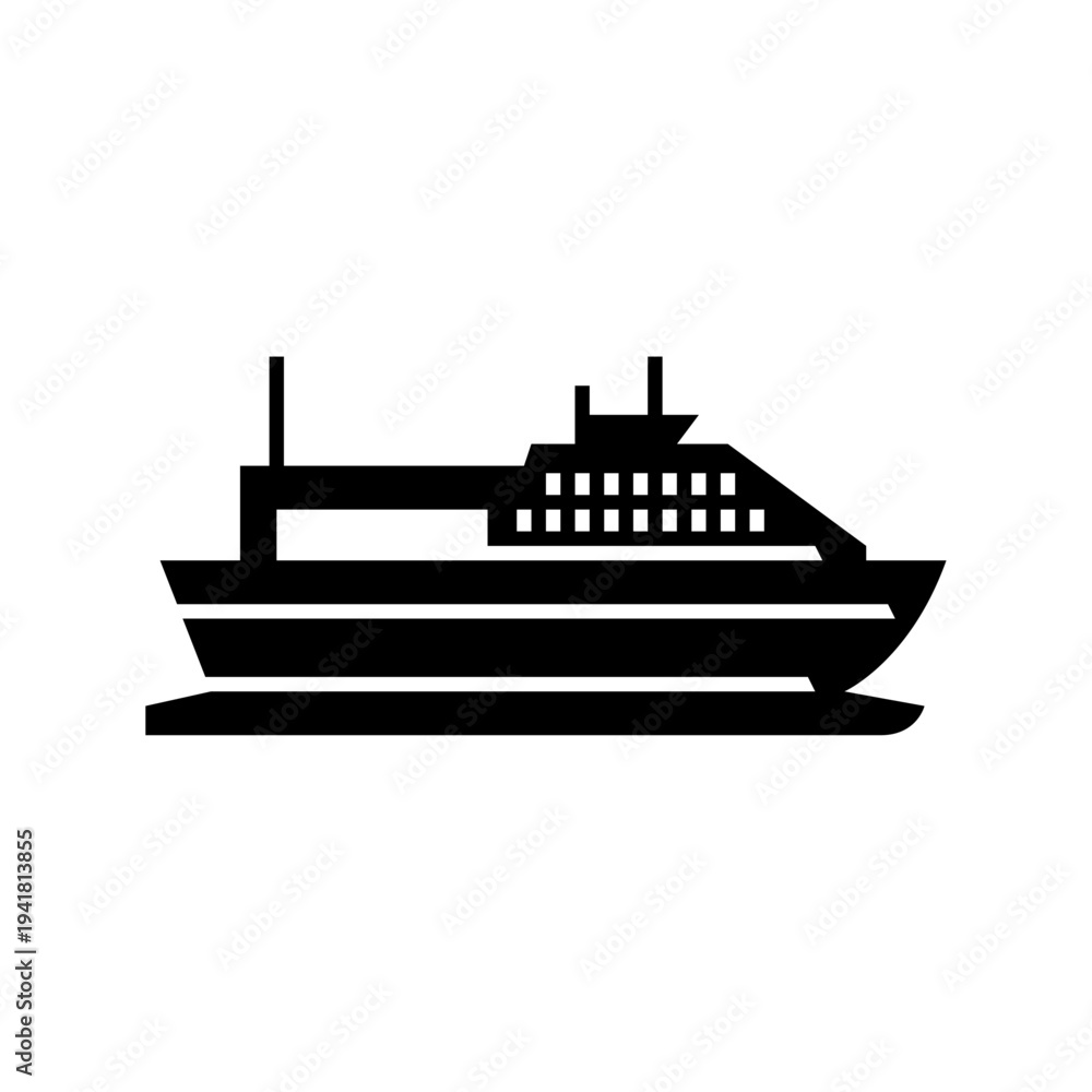 Obraz premium Cargo ship glyph icon. vessel solid illustration.