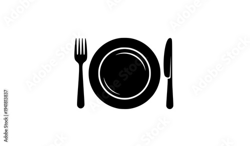Dinner Plate Cutlery Food Service Icon Vector Illustration