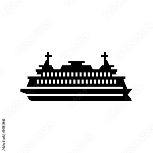 Ferry ship glyph icon. passenger ship solid illustration.