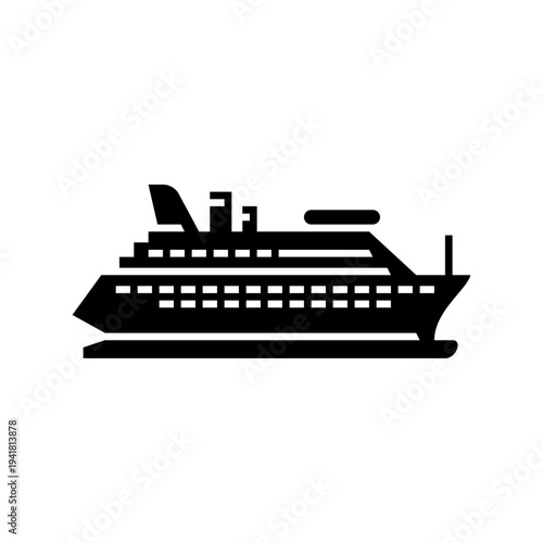 Passenger ship glyph icon. cruiser ship solid illustration.