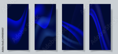 Vertical dark blue Gradient UV wave backgrounds designed for SaaS interfaces, AI platforms and fintech dashboards. Modern minimal abstract layouts ideal for mobile apps, onboarding screens, web apps