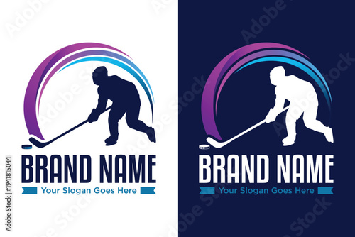 ice Hockey sport illustration vector logo design