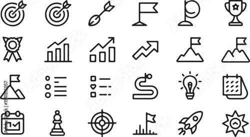 Black and white representing goals, achievements, and progress concepts