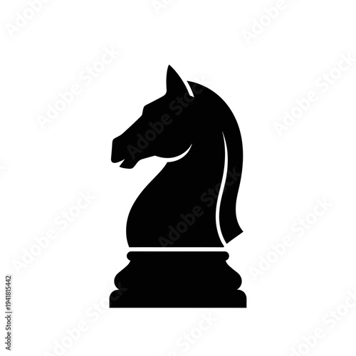 Black Chess Knight Piece Illustration.