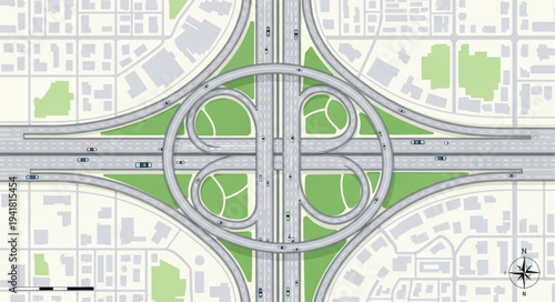 Aerial View of a Cloverleaf Interchange with Multiple Ramps.