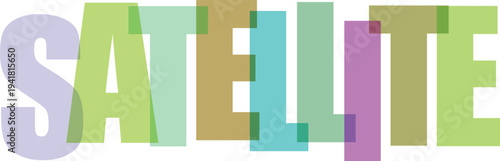 Multicolored Satellite Text Logo white background