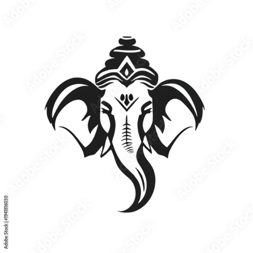 Lord Ganesha Head Line Art Vector – Hindu Elephant God Spiritual Symbol Illustration. Ai generated