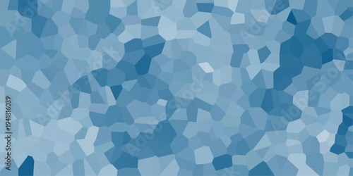 Geometric mosaic pattern in various shades of blue and light blue, composed of irregular polygonal shapes creating a crystalline or stained glass effect for abstract backgrounds