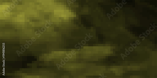 Pixelated Abstract Background in Muted Olive Green and Dark Tones with Soft Blurry Cloud-like Formations for Digital Art and Design