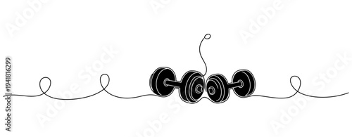 Pair dumbbells resting on flowing wire line surface