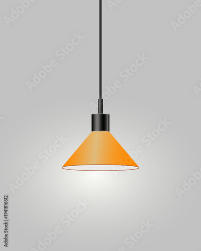 Orange pendant ceiling light.