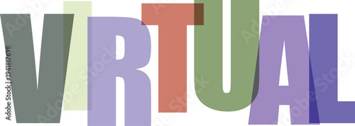 Multicolored Virtual Text on White Background