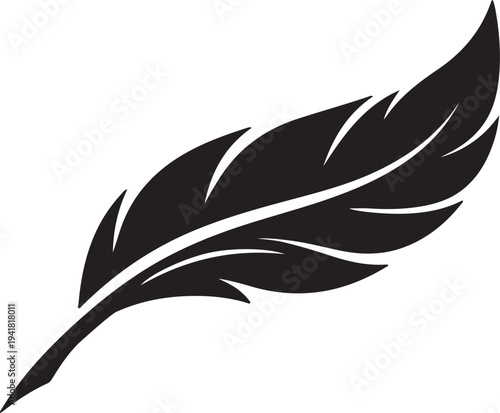 Feather sign abstract icon silhouette vector illustration