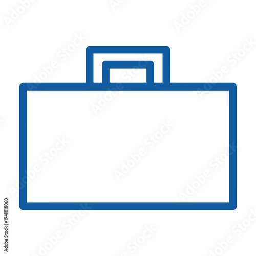 Simple blue briefcase icon on white background