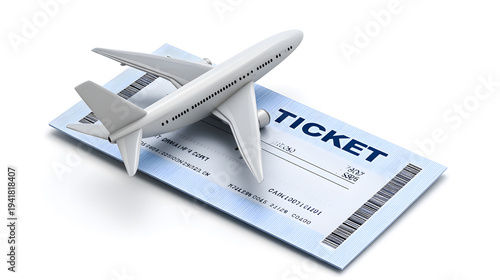 Airplane model placed on airline tickets representing travel planning. Tourism concept symbolizing flight booking, vacation preparation and global transportation.