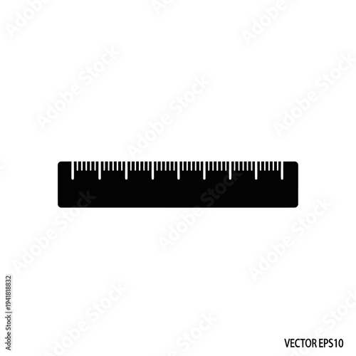 Black Ruler Illustration for Measuring and Drawing.