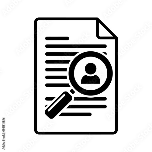 Document Review with Magnifying Glass Icon.