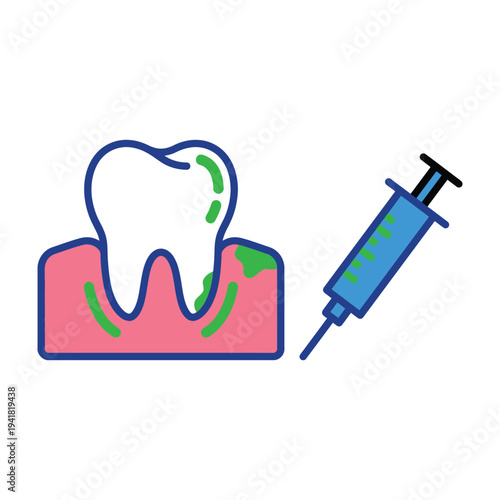 Dental tooth injection illustration