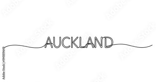 Auckland city skyline in continuous line art design. No editable strokes