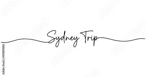 Elegant sydney trip calligraphy with flowing line design. No editable strokes