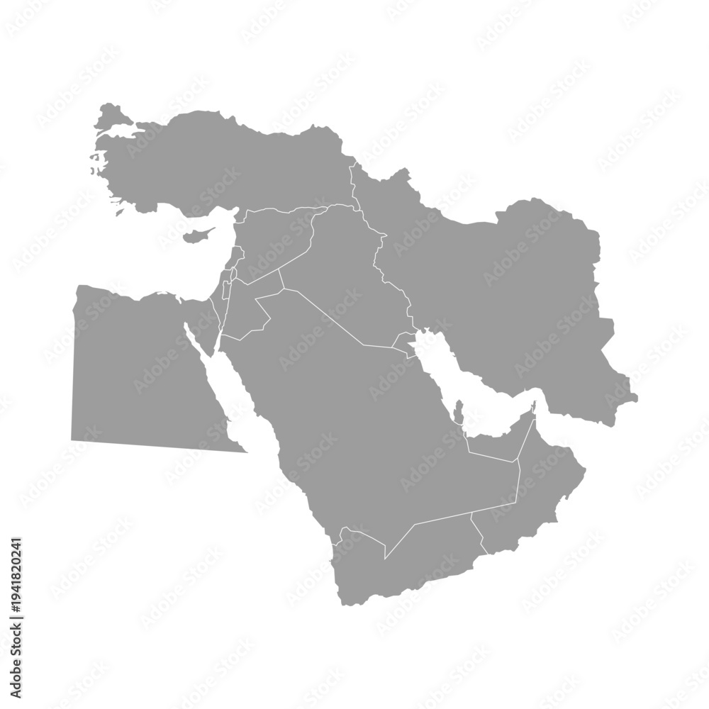 Fototapeta premium Map of Middle East. Vector illustration.