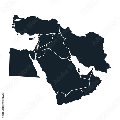 Map of Middle East. Vector illustration.