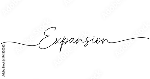 Handwritten cursive script text: expansion in elegant black line. No editable strokes