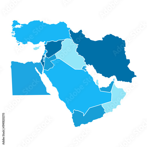 Map of Middle East. Vector illustration.
