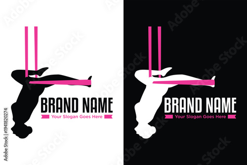 Aerial Yoga sport illustration vector logo design