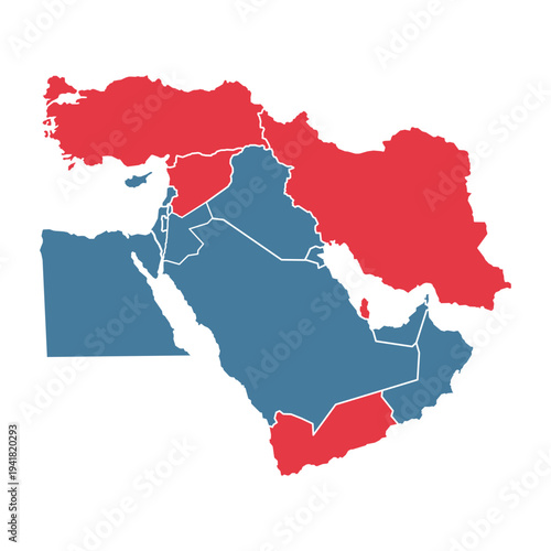 Map of Middle East. Vector illustration.