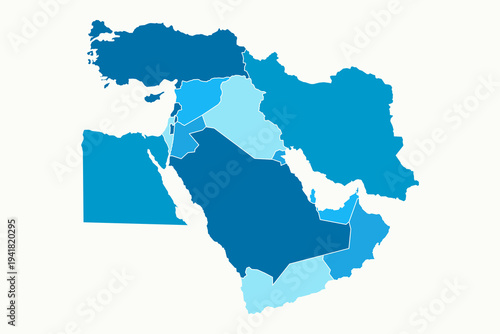 Map of Middle East. Vector illustration.