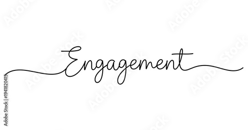 Elegant cursive script of the word engagement with flourishes. No editable strokes