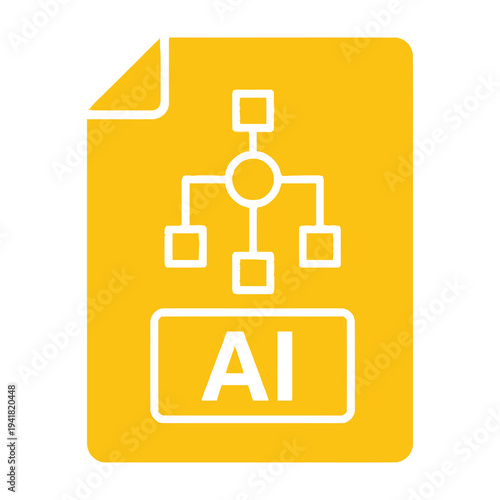 Ai file document with flowchart symbol on yellow background