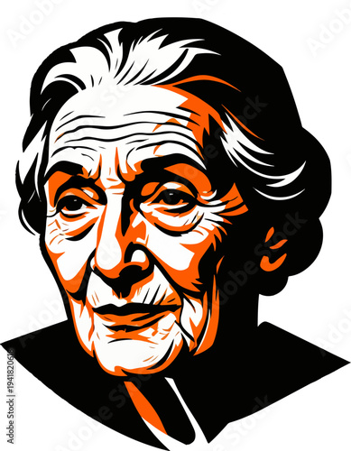 Artistic Senior Woman Face Silhouette Vector