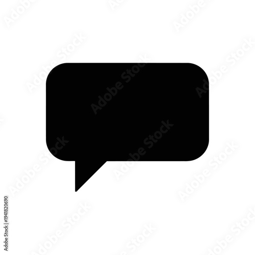 Black speech bubble icon for communication.