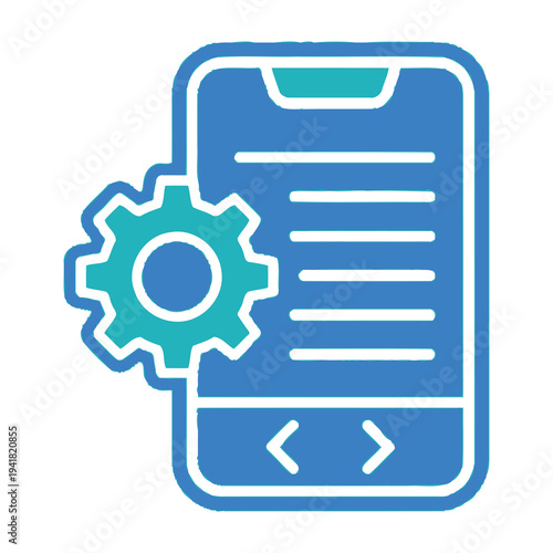Mobile phone with gear icon for settings and configuration