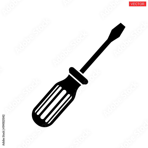 Screwdriver Tool Icon for Repair and Construction.