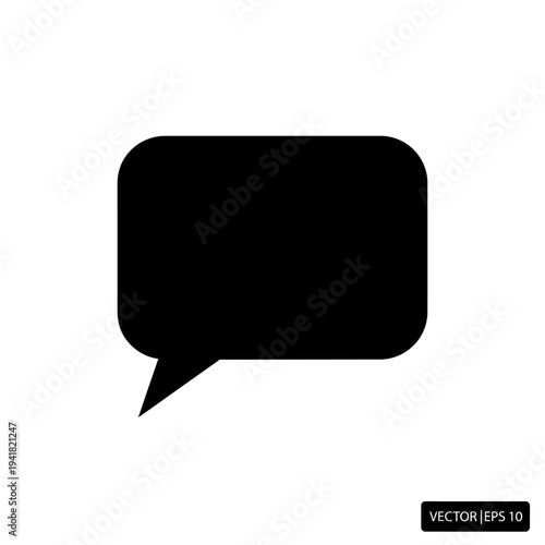 Black Speech Bubble Icon for Communication.