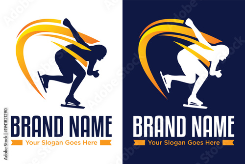 modern ice skating sport illustration vector logo design