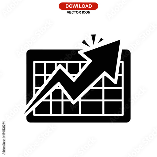 Business Growth Chart with Upward Arrow.