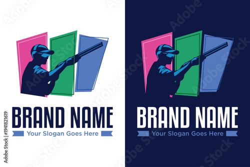 modern shooting sport illustration vector logo design